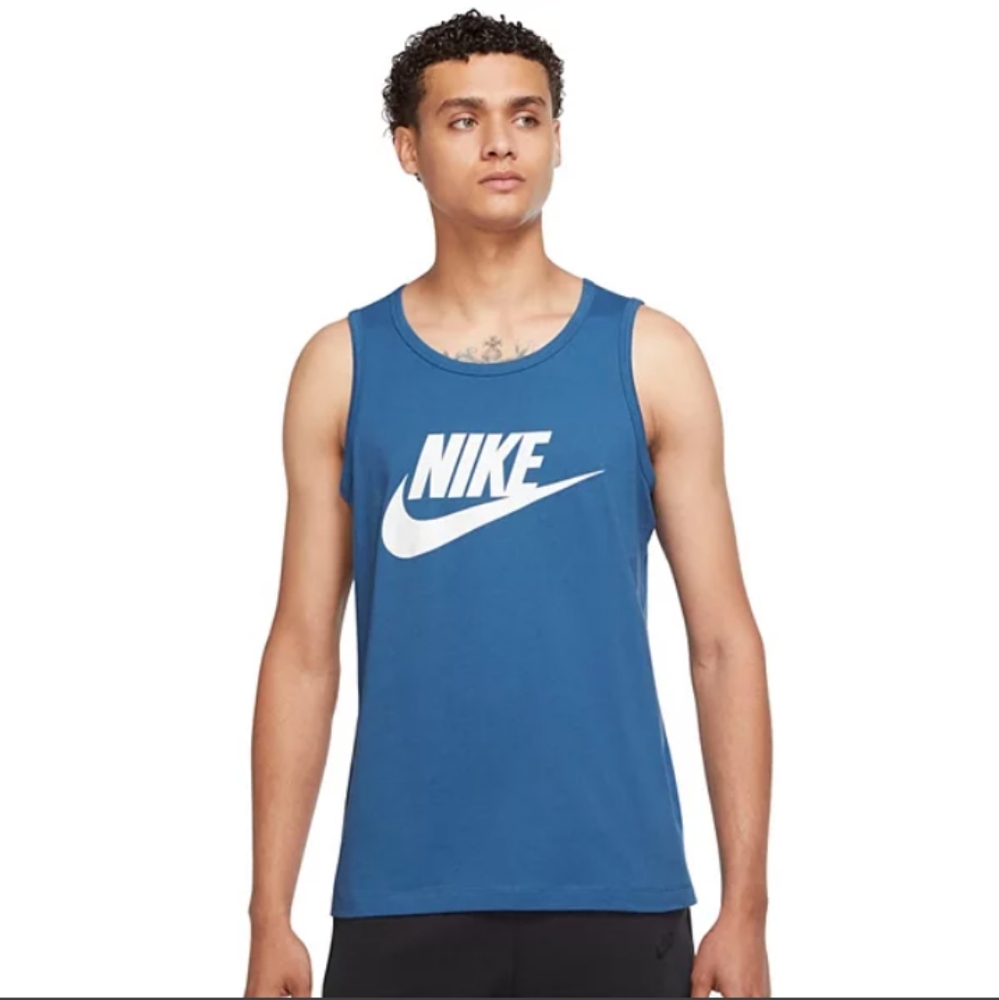 🆕Nike | The Nike Tee Cotton Tank Top Blue & White Mens Size Large
